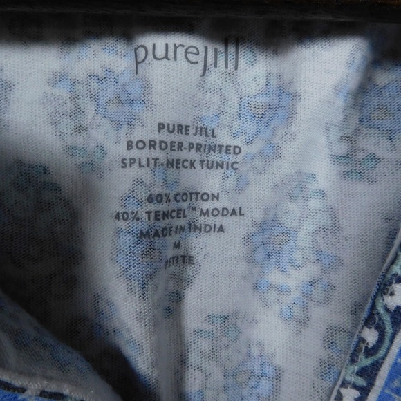 J Jill Pure Jill‎ Womens MP Blue Cotton Tencel Split Neck Tunic - Picture 2 of 6